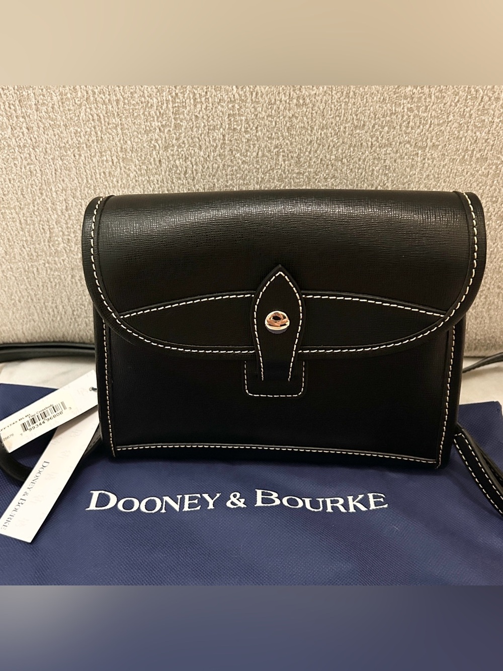 NWT Dooney & Bourke Black Saffiano Leather Flap Crossbody Bag